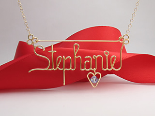 personalized name necklace in wire