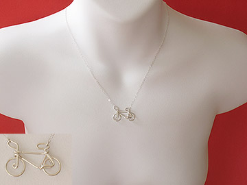 Silver necklace - Bike pendant