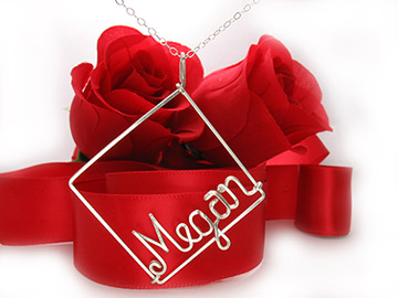 Hand made Square Pendant ,personalized name necklace Wire Jewelry