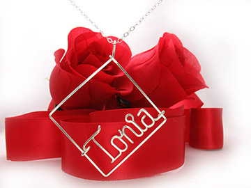 Hand made Square Pendant ,personalized name necklace Wire Jewelry