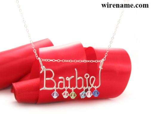 personalized silver wire necklace