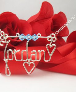 personalized silver wire necklace