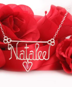 silver wire name necklace