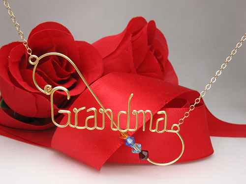 personalized wire name necklaces in silver or gold wire