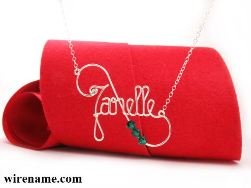 personalized wire name necklaces in silver or gold wire