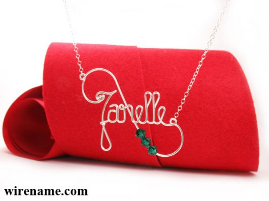 personalized wire name necklaces in silver or gold wire