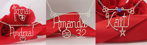 Personalized wire name necklace with charm