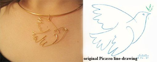 Pablo Picasso "Blue Dove" pendant in wire only