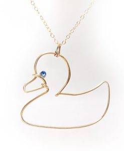 Toy Duck gold pendant necklace, duck icon earings