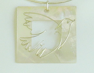 Picasso's "Blue Dove" with Mother of Pearl pendant
