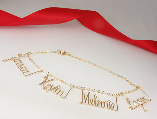 Personalized gold wire name bracelet, anklet