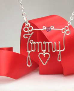 Personalized wire name anklet, bracelet, heart charm