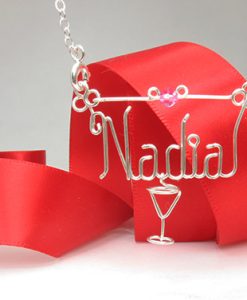pendant martini glass charm for name necklace