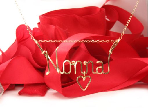 Nonna wire necklace, Nana, Grandma in gold wire