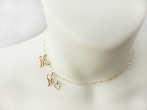 Side Initials necklace M M