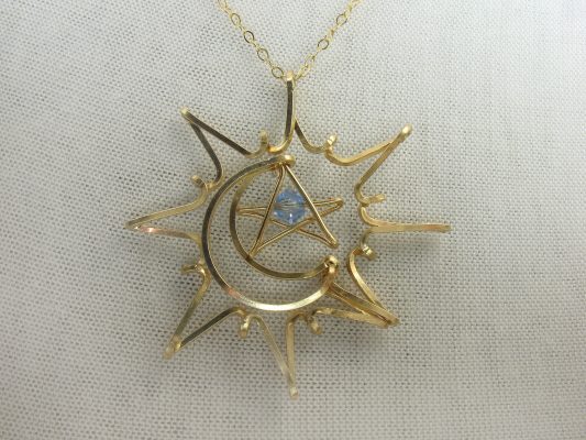 Sun Moon Star gold necklace
