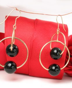 circle earrings black onyx dangle