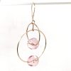 drop earrings two crosswise circles handmade dangle earrings with Pink Swarovski crystal beads
