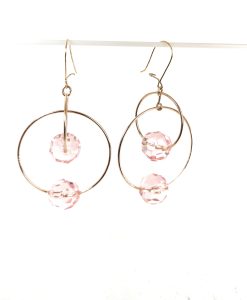 dangle wire earrings with Pink Swarovski crystal beads