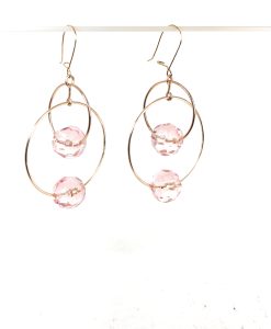 dangle wire earrings with Pink Swarovski crystal beads