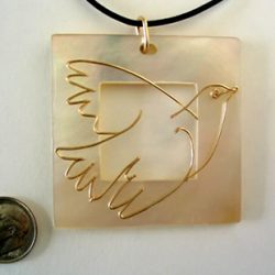 Picasso's "Blue Dove" with Mother of Pearl pendant Picasso's "Blue Dove" with Mother of Pearl pendant
