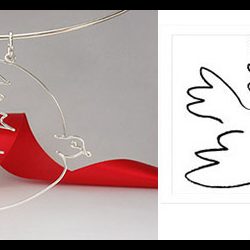 Picasso's "Dove_of_Peace" pendant in wire Picasso's "Dove_of_Peace" pendant in wire