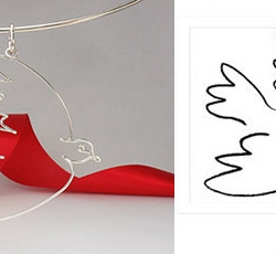 Picasso's "Dove_of_Peace" pendant in wire Picasso's "Dove_of_Peace" pendant in wire