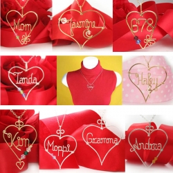 Personalized Heart wire name pendant, necklace Personalized Heart wire name pendant, necklace