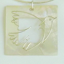 Picasso's "Blue Dove" with Mother of Pearl pendant Picasso's "Blue Dove" with Mother of Pearl pendant