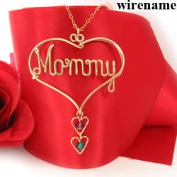 Mommy_Heart_ 2 hearts_gold wire pendant Mommy_Heart_ 2 hearts_gold wire pendant